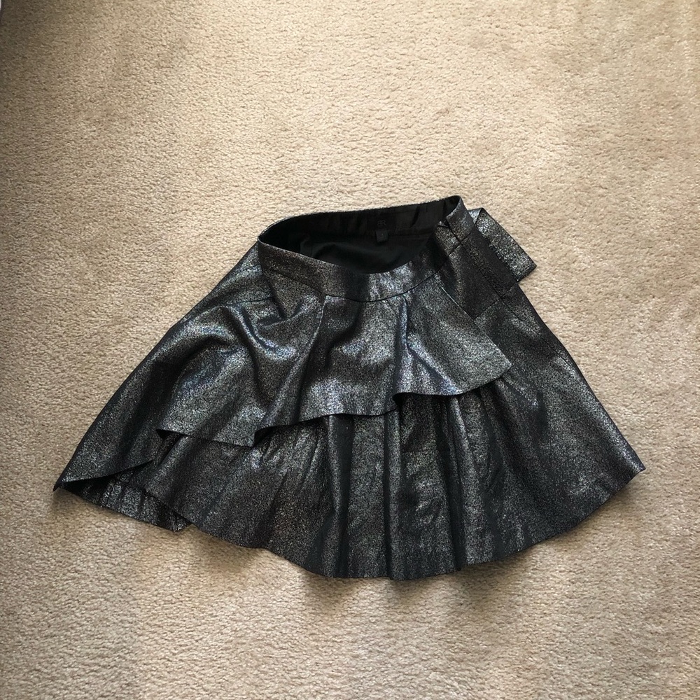 Banana Republic BR Metallic Black Layered Skirt